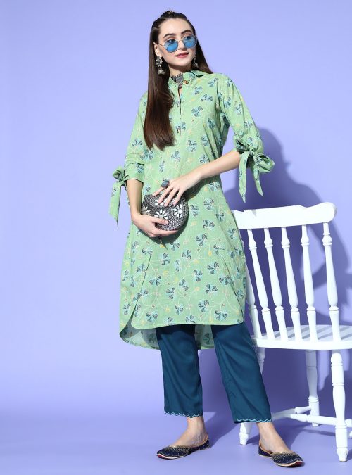 Green Floral Printed Kurta