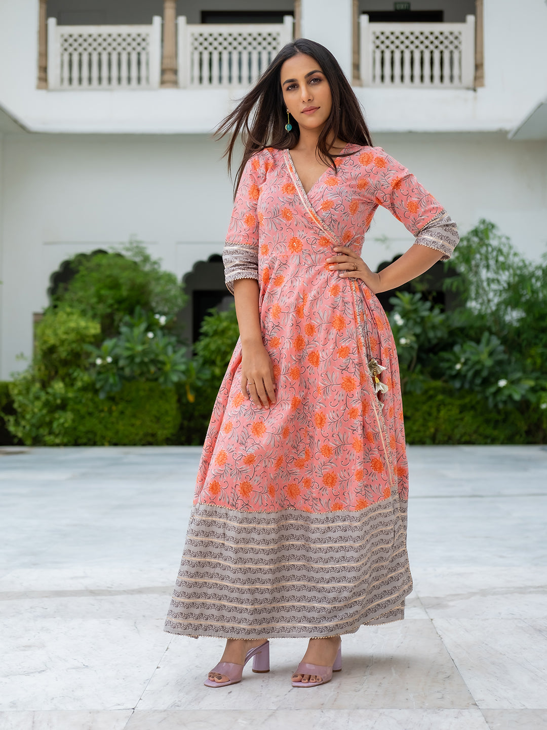 Beautiful Georgette-Silk Kurti in Angrakha style with dori-latkan and  chiffon dupatta. | Clothes for women, Dresses, Fashion