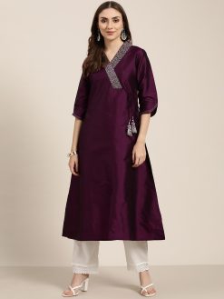Purple Silk Blend Anagrakha Kurta