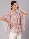 A Peach Geometric Printed Georgette Kaftan Top