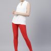 Red Solid Cotton Lycra Leggings