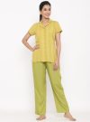 Women Lime Green Yarn Dyed Night Suit