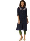 Navy Blue Embroiderd Kurti With Trouser