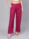 Magenta Solid Straight Rayon Palazzo