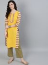 Yellow Ethnic Printed Straight Kurta With Palazzo Set