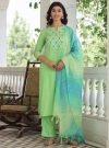 Women Lime Green Embroidered Rayon Kurta With Palazzo And Kota Tissue Dupatta