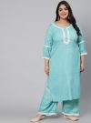 Blue Ethnic Printed Kurta With Palazzo