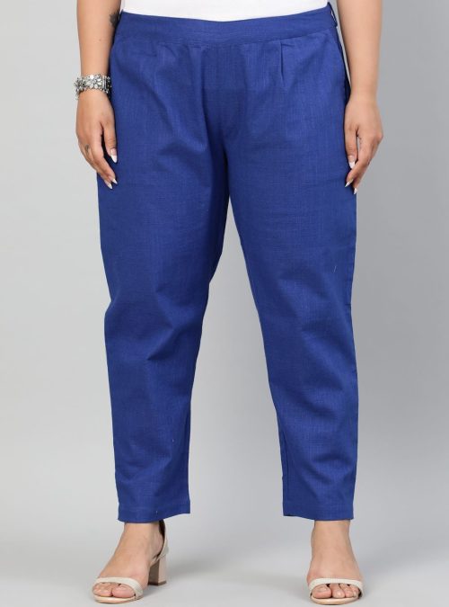 Royal Blue Ethnic Wear Cotton Slub Pants