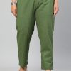 Olive Green Ethnic Wear Cotton Slub Pants