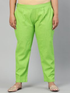 Parrot Green Ethnic Wear Cotton Slub Pants