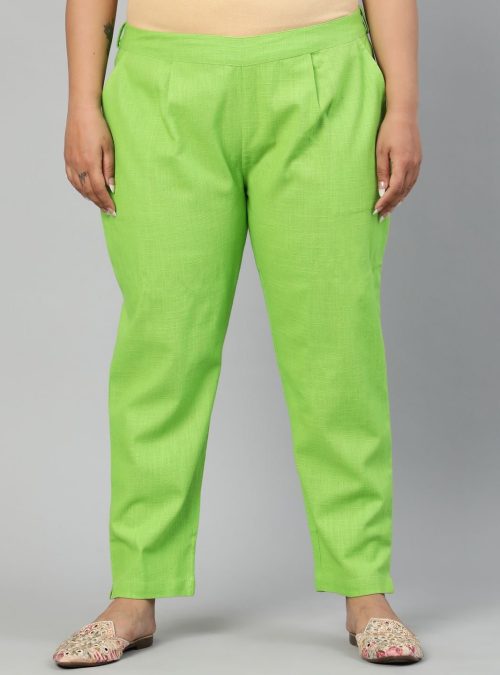 Parrot Green Ethnic Wear Cotton Slub Pants