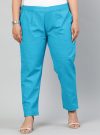 Women Turquoise Ethnic Wear Cotton Slub Pants
