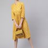 Yellow Ethnic Printed Flared Dress