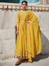 Yellow Zardozi Work Anarkali Kurta With Dupatta