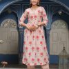 Beige Flared Floral Print Kurta With Pants