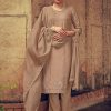 Beige Straight Zardozi Embroidered Kurta With Pants And Chinon Embroidered Dupatta