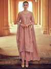 Rose Gold Straight Zardozi Embroidered Kurta With Pants And Chinon Embroidered Dupatta