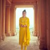 Mustard Straight Zardozi Work Kurta With Pants & Embroidered Dupatta