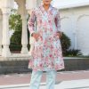 Blue Printed Embroidered Velvet Kurta With Solid Velvet Pants