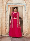 Pink Gota Patti Embroidered Crop Top And Skirt With Leheriya Kota Silk Embroidered Shrug