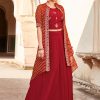 Women Red Gotta Patti Embroidered Crop Top And Skirt With Bandhej Shrug