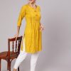 Mustard Gathered Short Kurta and Pants Co-ord Set