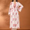 Peach Floral Printed Cotton 3-Piece Co-Ord Set