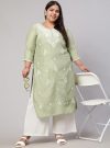 Plus Size Olive Green Chikankari Straight Kurta