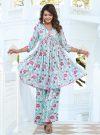 Zardozi Embroidered Silk Floral Printed Flared Kurta With Palazzo