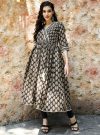 Ethnic Printed Charcoal Grey Anarkali Kurta