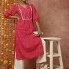 Zardozi Embroidered Fushia Mothra Printed Straight Kurta