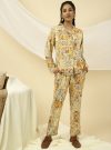 Yellow Geometric Print Jacket With Pants Co-ord Set