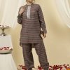 Maroon Mirror Work Short Kurta With Pants Co-ord Set