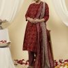 Red Bandhani Flared Print Kurta With Pants And Dupatta