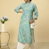 Floral Printed Green Straight Kurta