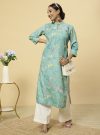 Floral Printed Green Straight Kurta